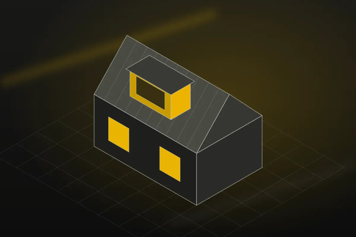 Illustration of a house roof with a new dormer window built into it